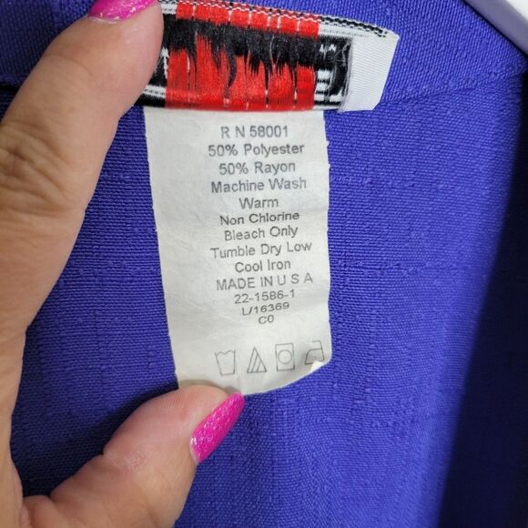 Main Street Classics VINTAGE 90s Purple Indigo Open Front Blazer - Picture 2 of 4